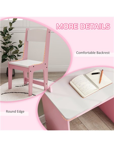 ZONEKIZ Two-Piece Kids Desk and Chair Set with Storage, for Ages 5-8 Years - Pink 312-107V80PK - pic 56273 | FastDaddyshop