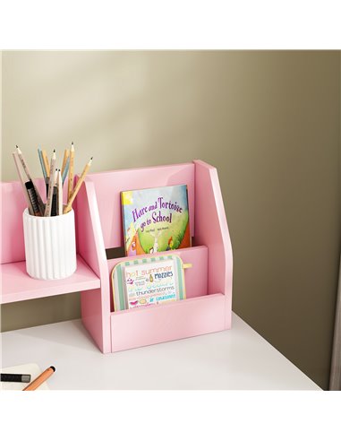 ZONEKIZ Two-Piece Kids Desk and Chair Set with Storage, for Ages 5-8 Years - Pink 312-107V80PK