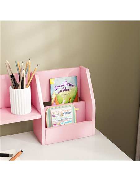ZONEKIZ Two-Piece Kids Desk and Chair Set with Storage, for Ages 5-8 Years - Pink 312-107V80PK - pic 56274 | FastDaddyshop