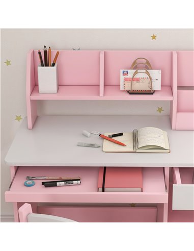ZONEKIZ Two-Piece Kids Desk and Chair Set with Storage, for Ages 5-8 Years - Pink 312-107V80PK
