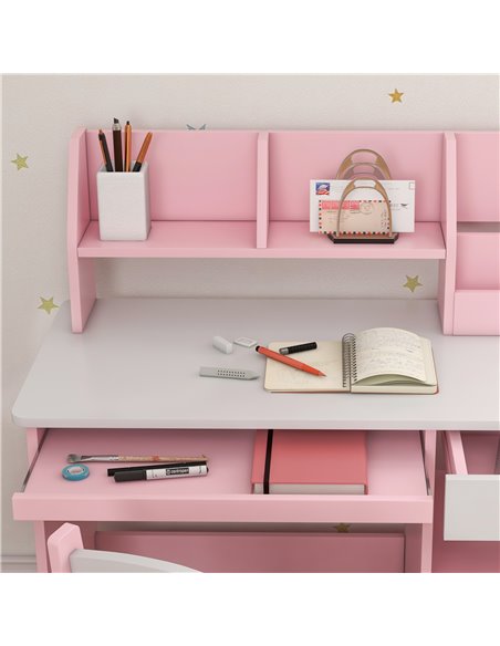 ZONEKIZ Two-Piece Kids Desk and Chair Set with Storage, for Ages 5-8 Years - Pink 312-107V80PK - pic 56275 | FastDaddyshop