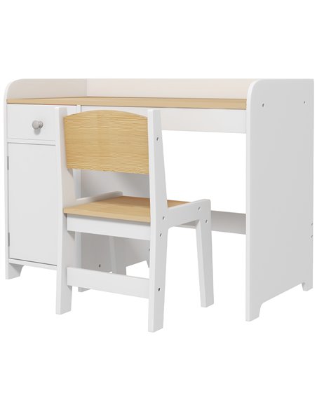 ZONEKIZ Kids Desk and Chair Set for 3-6 Year Old with Storage Drawer, White 312-103V81WT - pic 56276 | FastDaddyshop