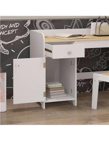 ZONEKIZ Kids Desk and Chair Set for 3-6 Year Old with Storage Drawer, Study Table and Chair for Children, White 312-103V81WT