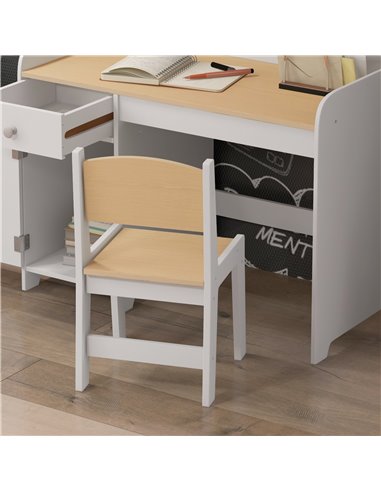 ZONEKIZ Kids Desk and Chair Set for 3-6 Year Old with Storage Drawer, Study Table and Chair for Children, White 312-103V81WT