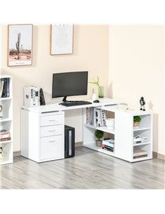 HOMCOM L-Shaped Home Office Corner Computer Desk, White 836-365 2