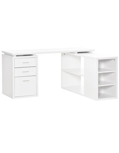 HOMCOM L-Shaped Home Office Corner Computer Desk, White 836-365
