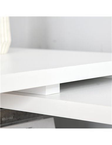 HOMCOM L-Shaped Computer Desk Home Office Corner Desk Study Workstation Table with Storage Shelves and Drawers, White 836-365