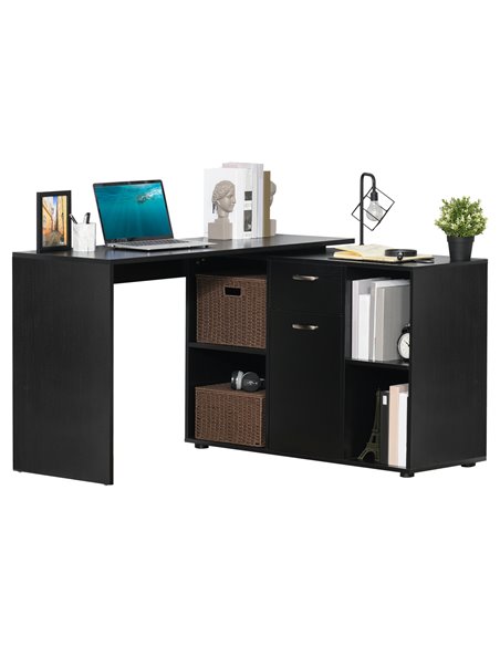 HOMCOM Modern L-Shaped Computer Desk, Laptop PC Corner Table, Black 920-036BK - pic 56339 | FastDaddyshop