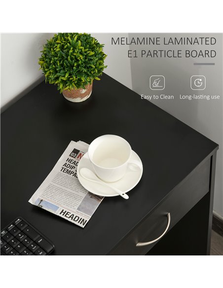 HOMCOM Modern Computer Work Desk Table Study w/ Shelf Drawer Standing Writing Station Display Stylish Storage Compact Black 836- - pic 56354 | FastDaddyshop