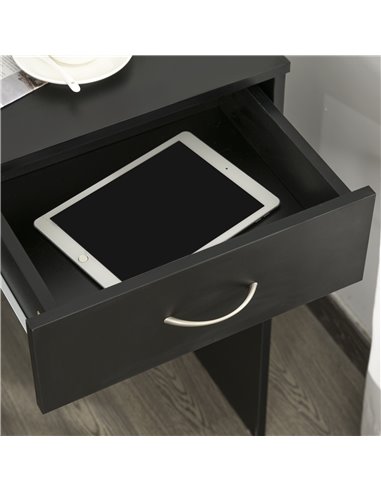 HOMCOM Modern Computer Work Desk Table Study w/ Shelf Drawer Standing Writing Station Display Stylish Storage Compact Black 836-