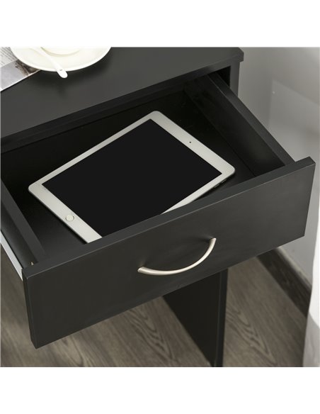 HOMCOM Modern Computer Work Desk Table Study w/ Shelf Drawer Standing Writing Station Display Stylish Storage Compact Black 836- - pic 56356 | FastDaddyshop