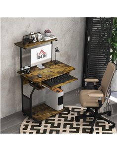 HOMCOM Mobile Computer Desk with Keyboard Tray, Rustic Brown 920-084V80RB 2