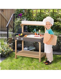 Outsunny Kitchen Playset with Sink, Running Water 2