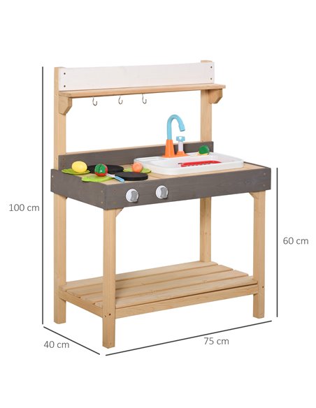 Outsunny Kitchen Playset, Kids Pretend Role Play Toy, Educational Game with Sink, Running Water,  Educational Role Play Set for  - pic 5638 | FastDaddyshop