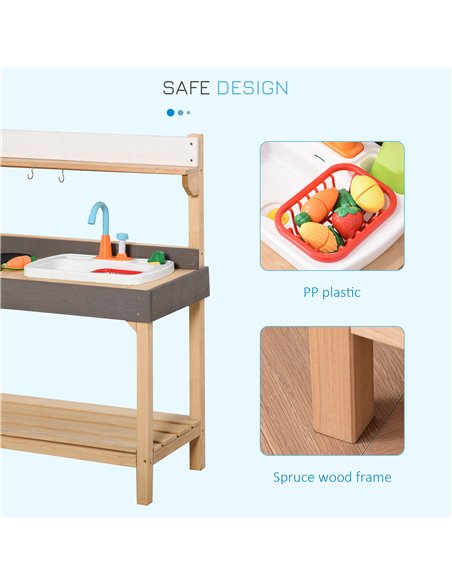 Outsunny Kitchen Playset, Kids Pretend Role Play Toy, Educational Game with Sink, Running Water,  Educational Role Play Set for  - pic 5640 | FastDaddyshop