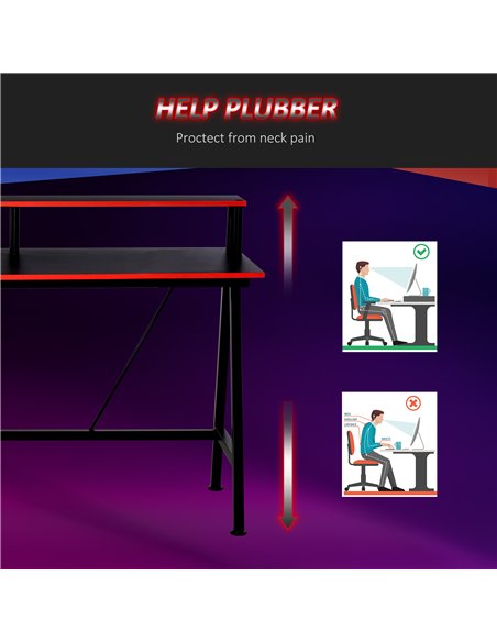 HOMCOM L-Shape Corner Gaming Desk Computer Table with Elevated Monitor Shelf Workstation, Black Red 836-311 - pic 56417 | FastDaddyshop