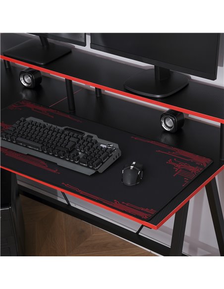 HOMCOM L-Shape Corner Gaming Desk Computer Table with Elevated Monitor Shelf Workstation, Black Red 836-311 - pic 56418 | FastDaddyshop