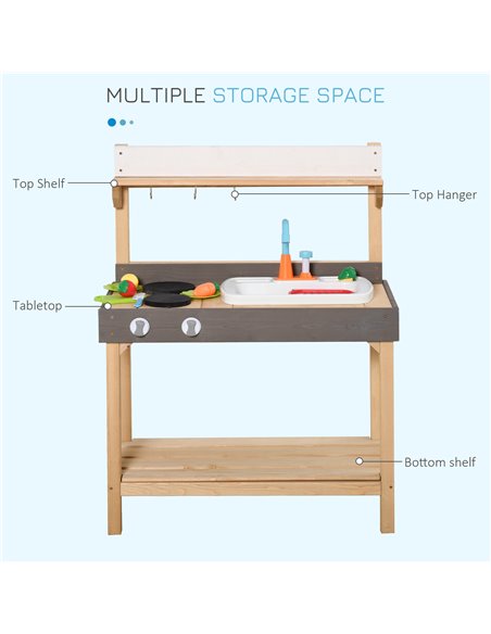 Outsunny Kitchen Playset, Kids Pretend Role Play Toy, Educational Game with Sink, Running Water,  Educational Role Play Set for  - pic 5642 | FastDaddyshop