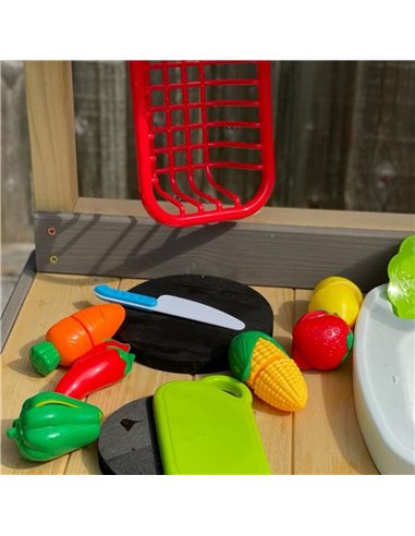 Outsunny Kitchen Playset, Kids Pretend Role Play Toy, Educational Game with Sink, Running Water,  Educational Role Play Set for 