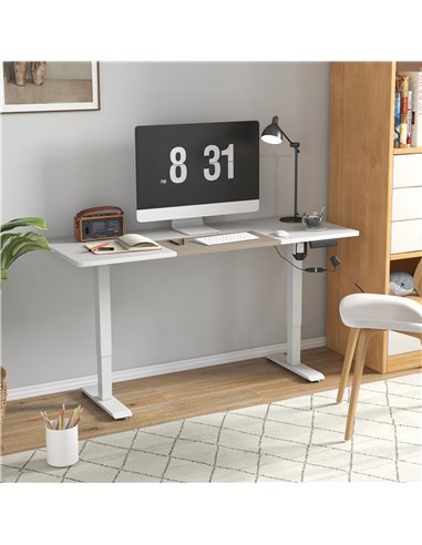 Vinsetto Electric 140 x 70cm Height Adjustable Sit Stand Desk, White 920-071V70WT