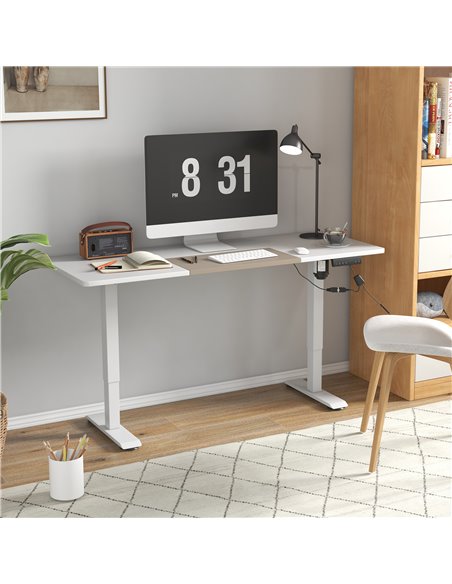 Vinsetto Electric 140 x 70cm Height Adjustable Sit Stand Desk, White 920-071V70WT - pic 56466 | FastDaddyshop