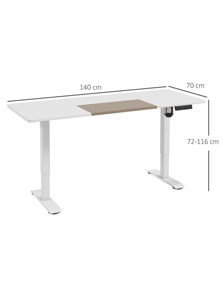 Vinsetto Electric Standing Desk, 140 x 70cm Height Adjustable Sit Stand Desk with 4 Memory Smart Panel, Stand Up Desk for Home O - pic 56467 | FastDaddyshop