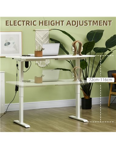 Vinsetto Electric Standing Desk, 140 x 70cm Height Adjustable Sit Stand Desk with 4 Memory Smart Panel, Stand Up Desk for Home O