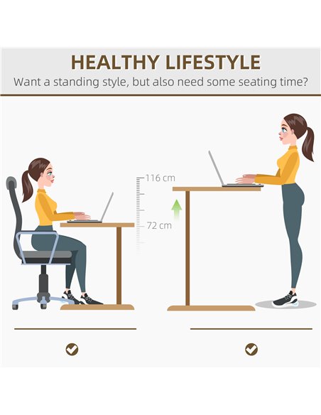 Vinsetto Electric Standing Desk, 140 x 70cm Height Adjustable Sit Stand Desk with 4 Memory Smart Panel, Stand Up Desk for Home O - pic 56473 | FastDaddyshop