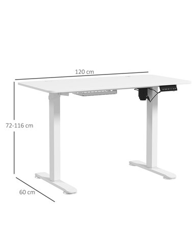 Vinsetto Electric Desk, Height Adjustable Standing Desk with 3 Memory Settings, Collision Avoidance and Overheat Protection 838-