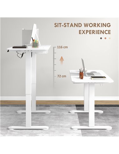 Vinsetto Electric Desk, Height Adjustable Standing Desk with 3 Memory Settings, Collision Avoidance and Overheat Protection 838-