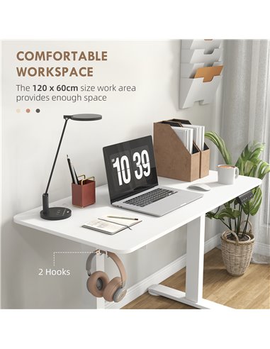 Vinsetto Electric Desk, Height Adjustable Standing Desk with 3 Memory Settings, Collision Avoidance and Overheat Protection 838-