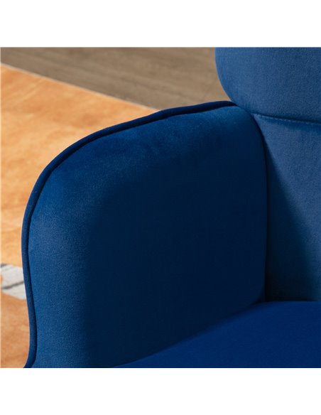 HOMCOM Upholstered Armchair w/ Footstool Set, Modern Button Tufted Accent Chair w/ Gold Tone Steel Legs, Wingback Chair, Dark Bl - pic 56534 | FastDaddyshop