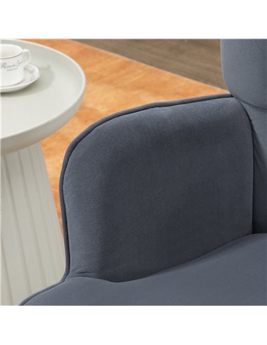 HOMCOM Upholstered Armchair w/ Footstool Set, Modern Button Tufted Accent Chair w/ Gold Tone Steel Legs, Wingback Chair for Livi