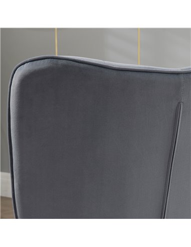 HOMCOM Upholstered Armchair w/ Footstool Set, Modern Button Tufted Accent Chair w/ Gold Tone Steel Legs, Wingback Chair for Livi