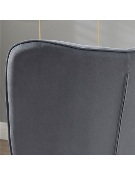 HOMCOM Upholstered Armchair w/ Footstool Set, Modern Button Tufted Accent Chair w/ Gold Tone Steel Legs, Wingback Chair for Livi - pic 56545 | FastDaddyshop