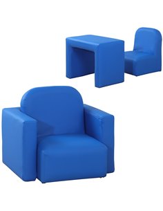 HOMCOM Toddler 2-in-1 Sofa Chair for Playroom, Blue 310-021V70BU