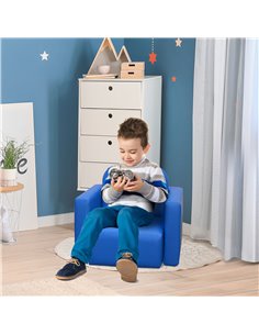 HOMCOM Toddler 2-in-1 Sofa Chair for Playroom, Blue 310-021V70BU 2