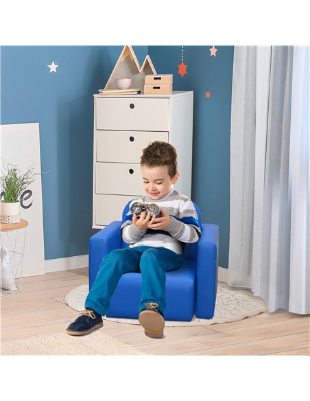 HOMCOM Toddler 2-in-1 Sofa Chair for Playroom, Blue 310-021V70BU - pic 56556 | FastDaddyshop