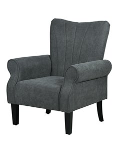 HOMCOM Upholstered Accent Chair with High Back, Rolled Arms and Wood Legs, Soft Thick Padded Armchair, Grey 839-877V70CG