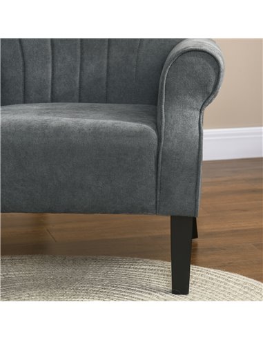 HOMCOM Upholstered Accent Chair with High Back, Rolled Arms and Wood Legs, Soft Thick Padded Armchair, Grey 839-877V70CG