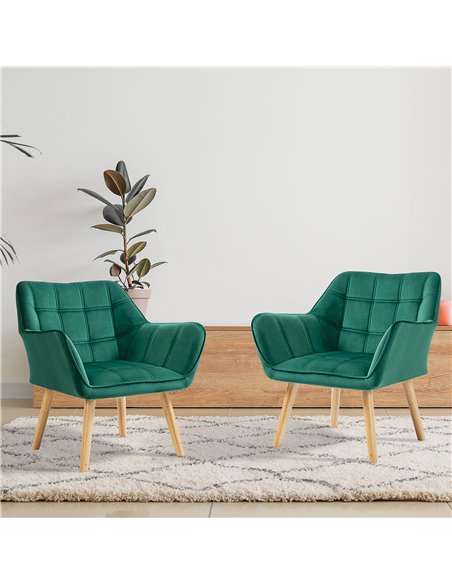 HOMCOM Armchair Accent Chair, Vanity Chair with Wide Arms, Slanted Back, Padding, Wooden Legs, Home Furniture Seating, Set of 2  - pic 56574 | FastDaddyshop
