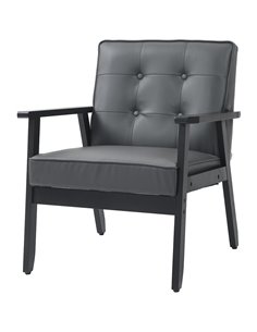 HOMCOM Accent Chair, PU Leather Armchair, Grey 833-664V72GY