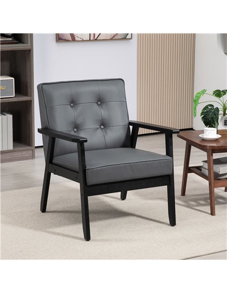 HOMCOM Accent Chair, PU Leather Armchair, Grey 833-664V72GY - pic 56583 | FastDaddyshop