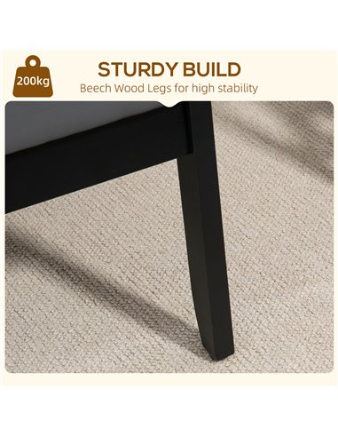 HOMCOM Accent Chair, PU Leather Armchair, Occasional Chair with Beech Wood Frame for Living Room Reception Bedroom Balcony, Grey
