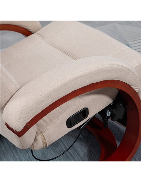 HOMCOM Swivel Recliner Chair with Extended Footrest, Manual Reclining Armchair with Wood Base for Living Room, Bedroom, Beige 83 - pic 56607 | FastDaddyshop