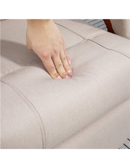 HOMCOM Swivel Recliner Chair with Extended Footrest, Manual Reclining Armchair with Wood Base for Living Room, Bedroom, Beige 83 - pic 56608 | FastDaddyshop