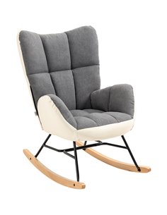 HOMCOM Rocking Chair for Nursery, Upholstered Wingback Armchair, Grey 839-489V70GY