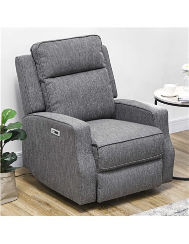 HOMCOM Electric Recliner Armchair, Recliner Chair with Adjustable Leg Rest, USB Port, Charcoal Grey 833-987V71CG