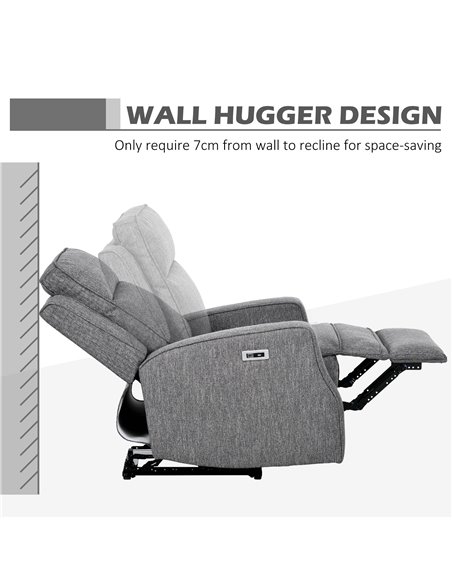 HOMCOM Electric Recliner Armchair, Recliner Chair with Adjustable Leg Rest, USB Port, Charcoal Grey 833-987V71CG - pic 56623 | FastDaddyshop