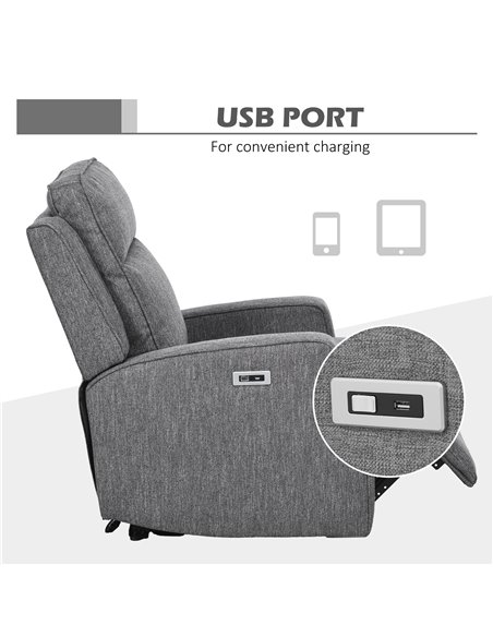 HOMCOM Electric Recliner Armchair, Recliner Chair with Adjustable Leg Rest, USB Port, Charcoal Grey 833-987V71CG - pic 56624 | FastDaddyshop